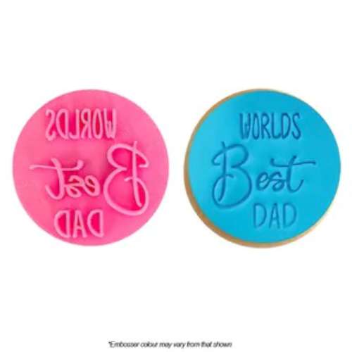Worlds Best Dad Cookie Embosser and Cutter - Click Image to Close
